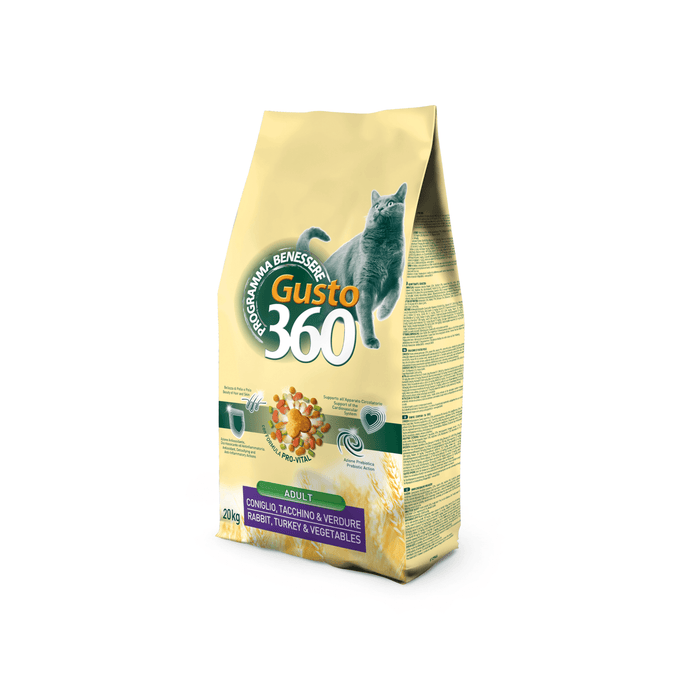 Gusto 360® - сухий корм преміум класу з кроликом, індичкою та овочами для котів.