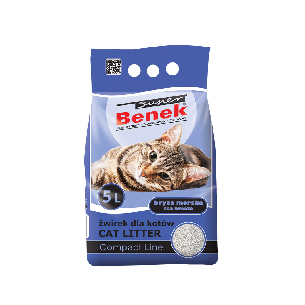 Super Benek® (Супер Бенек®) Бентонітовий Компактний суперпреміум грудкуючий наповнювач для котячого туалету з ароматом морської свіжості