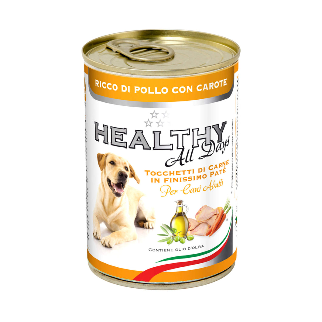 HEALTHY® All Days вологий корм для собак - паштет зі шматочками, з курятиною та морквою.