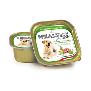 HEALTHY® All Days вологий корм для собак - паштет зі шматочками, з кролятиною та горохом.