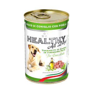 HEALTHY® All Days вологий корм для собак - паштет зі шматочками, з кролятиною та горохом.